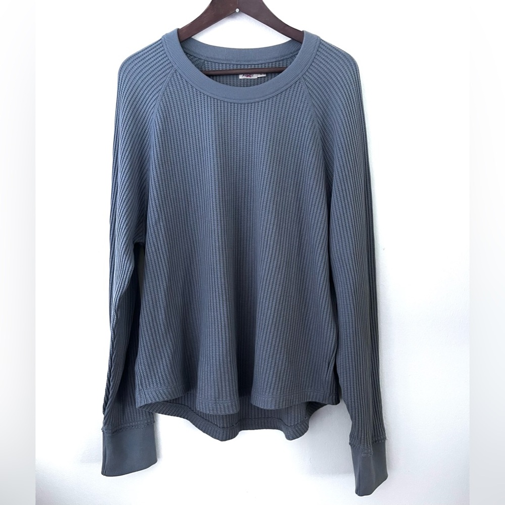 Faherty Slate Gray Sunwashed Relaxed Crew Neck Waffle Shirt Size XL